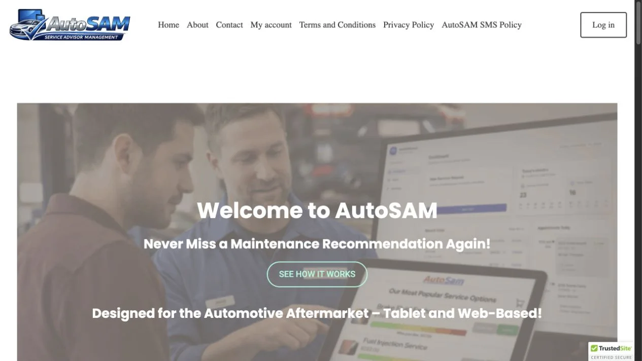 AutoSAM automotive sales assistant homepage